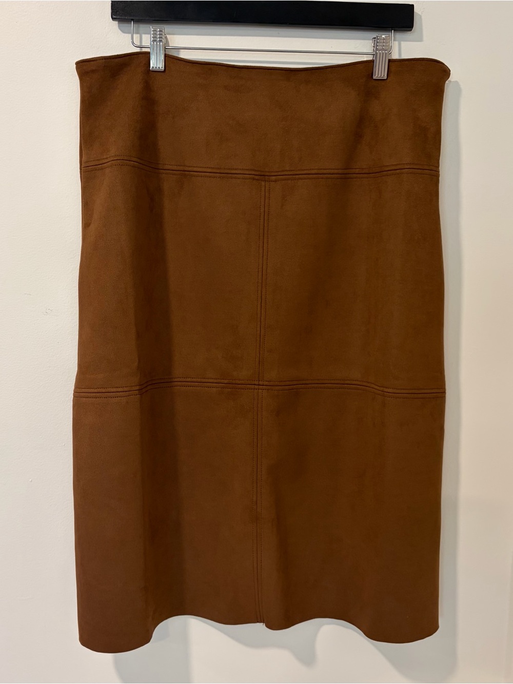 Chaps Classic Brown faux suede Pencil Skirt - Women 14